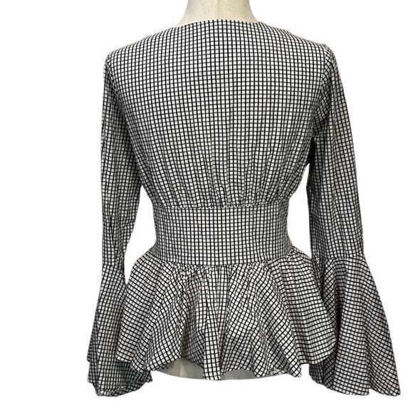 Anthropologie free generation black-and-white blouse- angel sleeves/laced waist - Picture 3 of 7